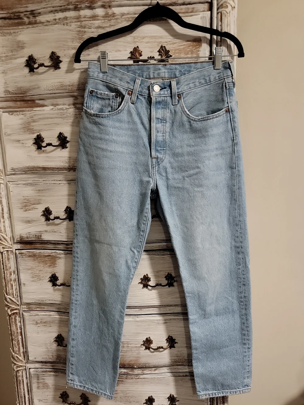 Levi's Pale Blue High-Rise Straight Jeans